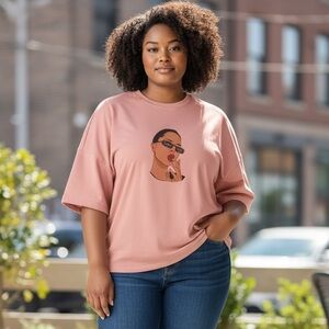 Zenana PLUS SCUBA ROUND NECK TOP WITH SIDE SLITS